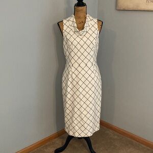 White House Black Market Checkered Midi Sheath Dress Women Size 10